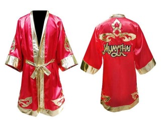 定制緞面拳擊長袍 : 紅色 泰式設計