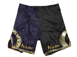 個人化 MMA 短褲新增名稱或標誌：海軍藍-黑色