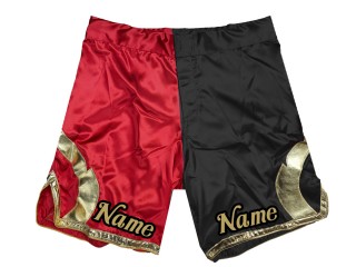 客製化 MMA 短褲添加名稱或標誌：紅-黑