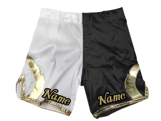 客製化 MMA 短褲添加名稱或標誌：白-黑