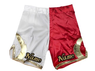 客製化 MMA 短褲添加名稱或標誌：白-紅