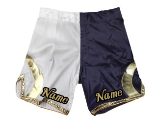 客製化 MMA 短褲添加名稱或標誌：白色-海軍藍