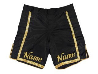 帶有名稱或標誌的客製化 MMA 短褲：黑金