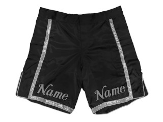 客製化帶有名稱或徽標的 MMA 短褲：黑銀