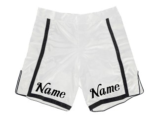 客製化設計 MMA 短褲，附名稱或標誌：白-黑