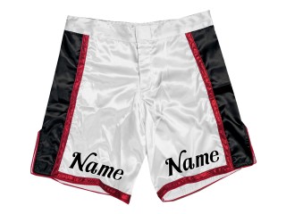 客製化設計 MMA 短褲，附名稱或標誌：白-紅