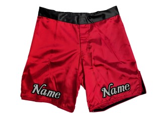 帶有名稱或徽標的客製化 MMA 短褲：紅色
