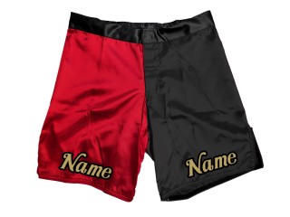 客製化設計 MMA 短褲，附名稱或標誌：紅-黑