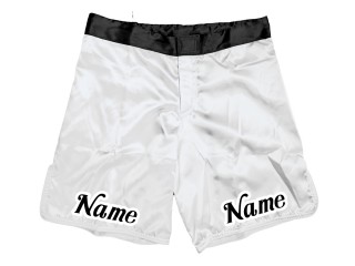 客製化設計 MMA 短褲，附名稱或標誌：白色