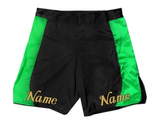 個人化設計 MMA 短褲，帶有名稱或標誌：黑色-綠