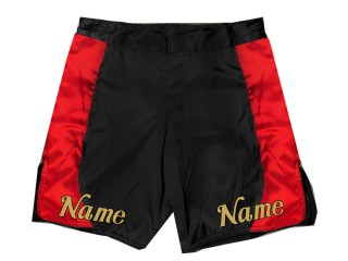 個人化 MMA 短褲，帶有名稱或標誌：黑-紅