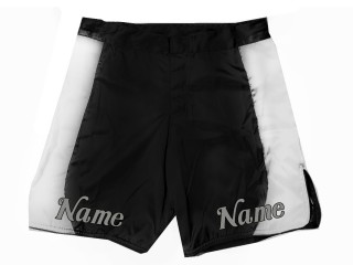 客製化設計 MMA 短褲，附名稱或標誌：黑白色