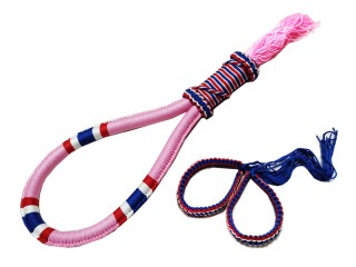 泰拳頭戴吉祥環及吉祥手臂彩繩套裝 : 交叉-泰國國旗-粉紅色的