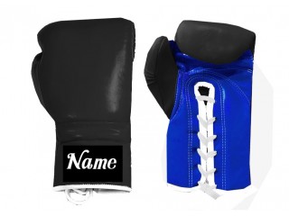 訂製繫帶拳擊手套：黑藍