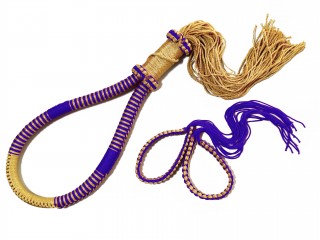 泰拳頭戴吉祥環及吉祥手臂彩繩套裝 : 交叉-金色-藍色