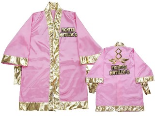 定制緞面拳擊長袍 : KNFIRCUST-001-粉色