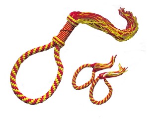 泰拳頭戴吉祥環及吉祥手臂彩繩套裝 : 紅色-黃色