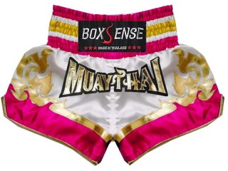 BOXSENSE 泰拳短褲 : BXS-099-白色-粉色
