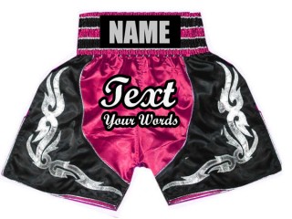 Kanong 定制拳擊短褲 : KNBSH-024-深粉紅色-黑色
