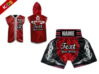 Kanong 定制兒童拳擊連帽夾克和拳擊短褲 : 紅色