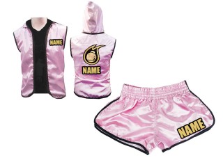 Kanong 女式定制拳擊連帽夾克和拳擊短褲 : 粉色