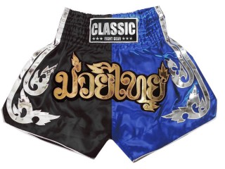 Classic 泰拳褲 : CLS-015-黑色-藍色