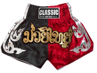 Classic 泰拳褲 : CLS-015-黑色-紅色