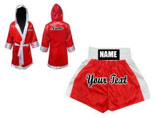 Kanong 定制拳擊長袍和拳擊短褲 : 紅色