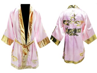 定制緞面拳擊長袍 : 粉色 泰式設計